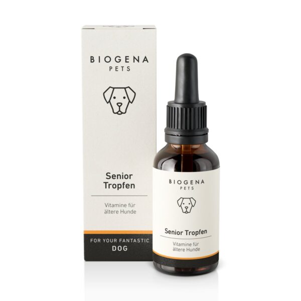 Biogena PETS Senior Tropfen für Hunde ab 7 Jahren – Vitamine, Selen & Glucosamin, 30 ml